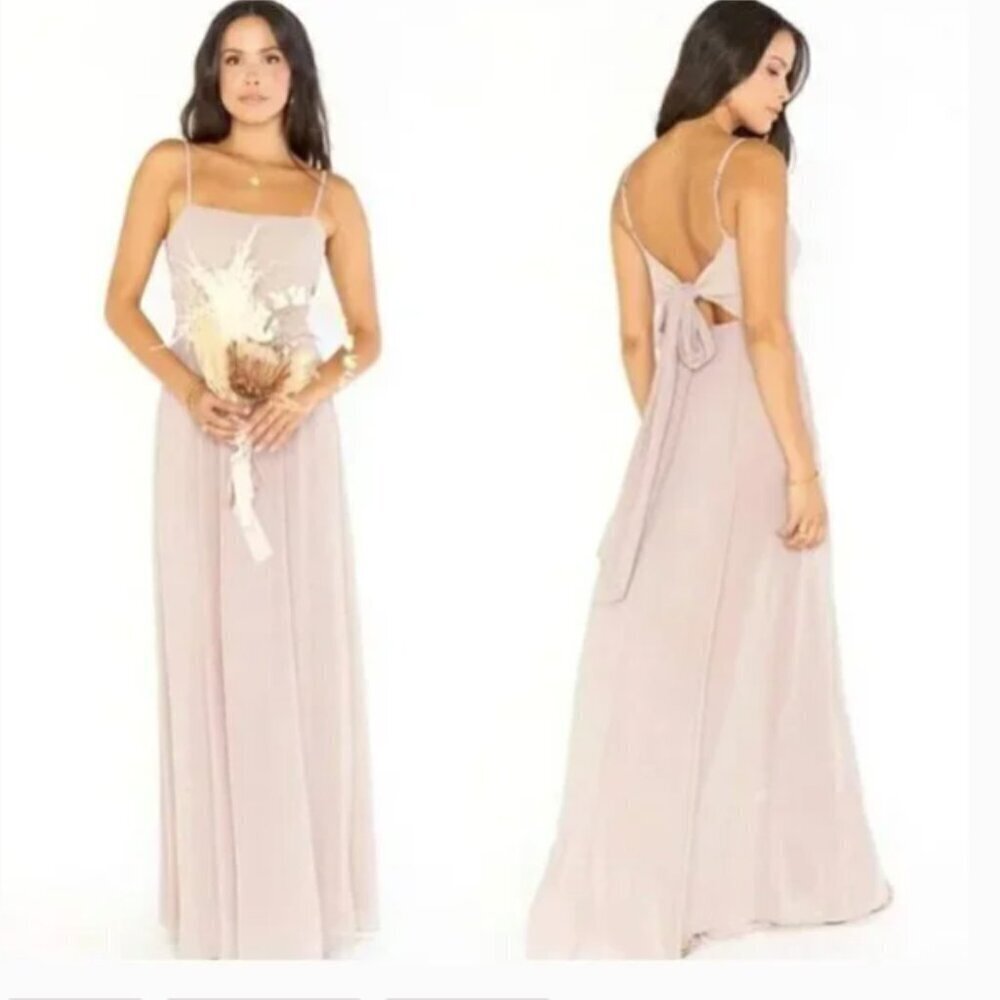 Show Me Your MuMu Lauren Tie Back Maxi Dress Bridesmaids Pink Bow